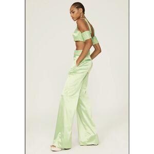 ALIÉTTE Green Neon Chartreuse Brat High Waist Wide Leg Pants size 6